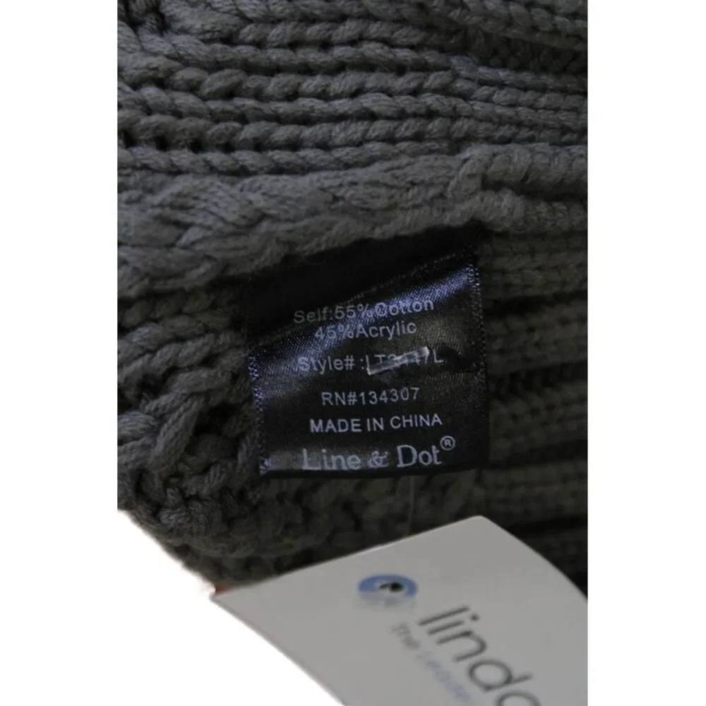 Line And Dot Womens Cable Knit Fringe Crew Neck Sweater Gray Size Extra Small